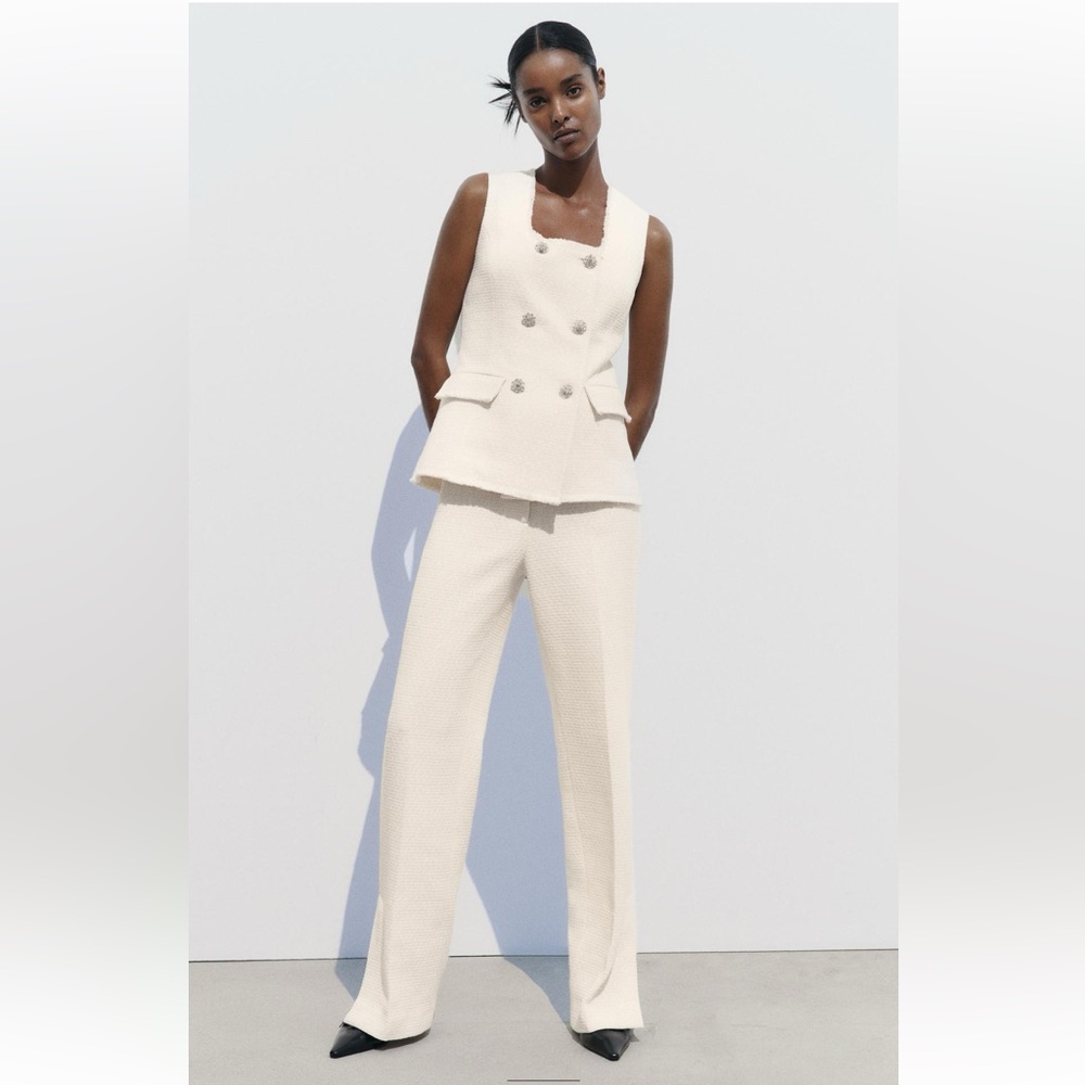 ZARA SS24 METALLIC THREAD TEXTURED PANTS 2529/122 018/002 - Picture 5 of 13